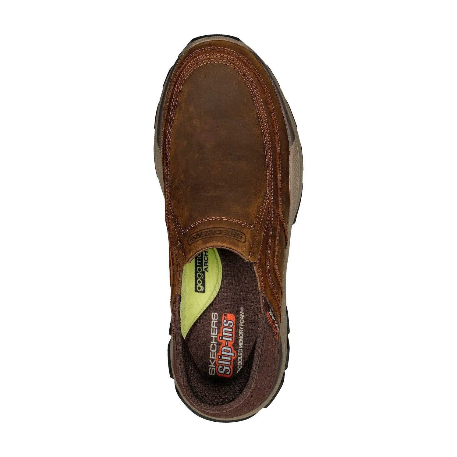 Skechers 204810 Respected - Elgin Hands Free Relaxed Fit Mens Wide Brown Leather Slip On Loafers