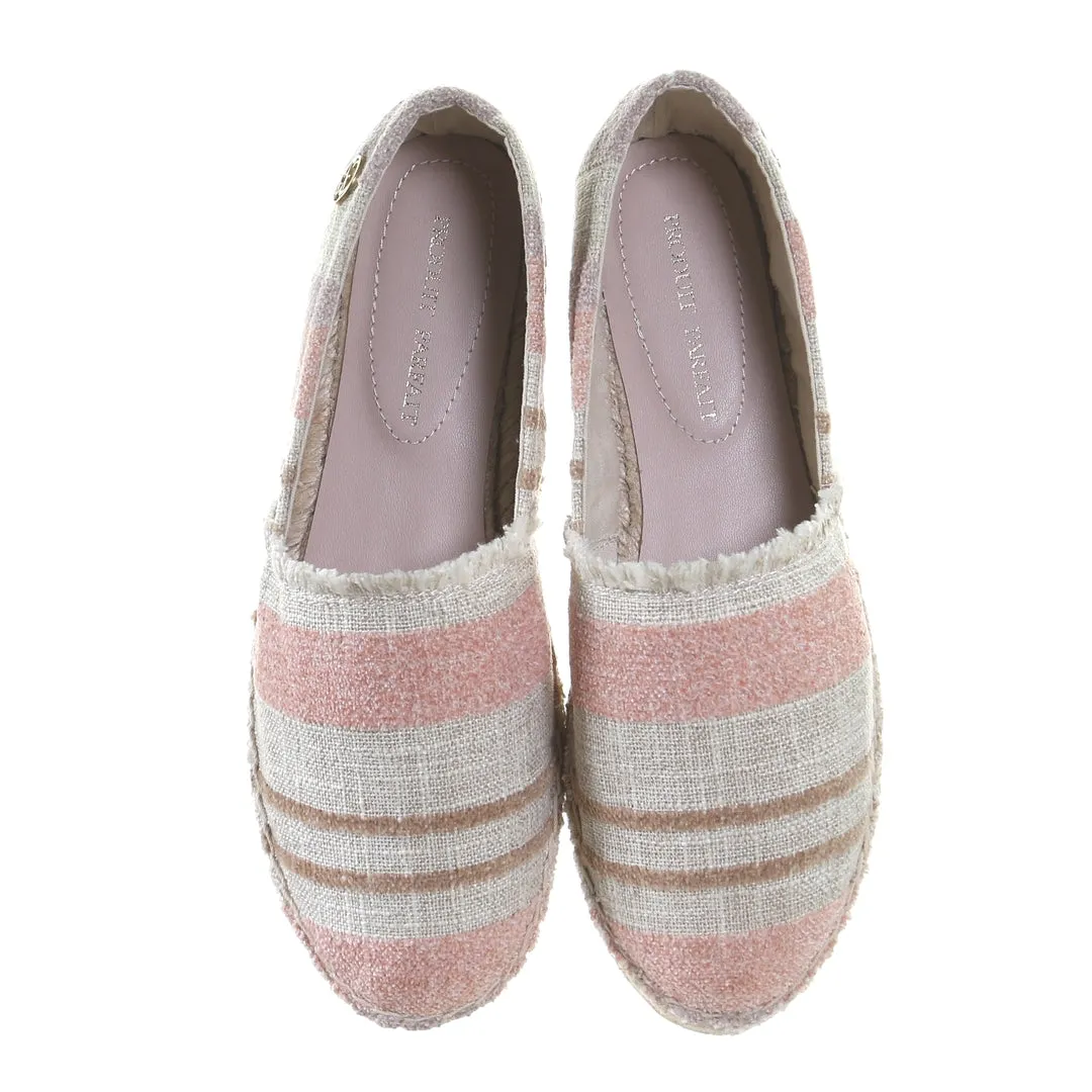 Stripe pattern espadrilles-Pink