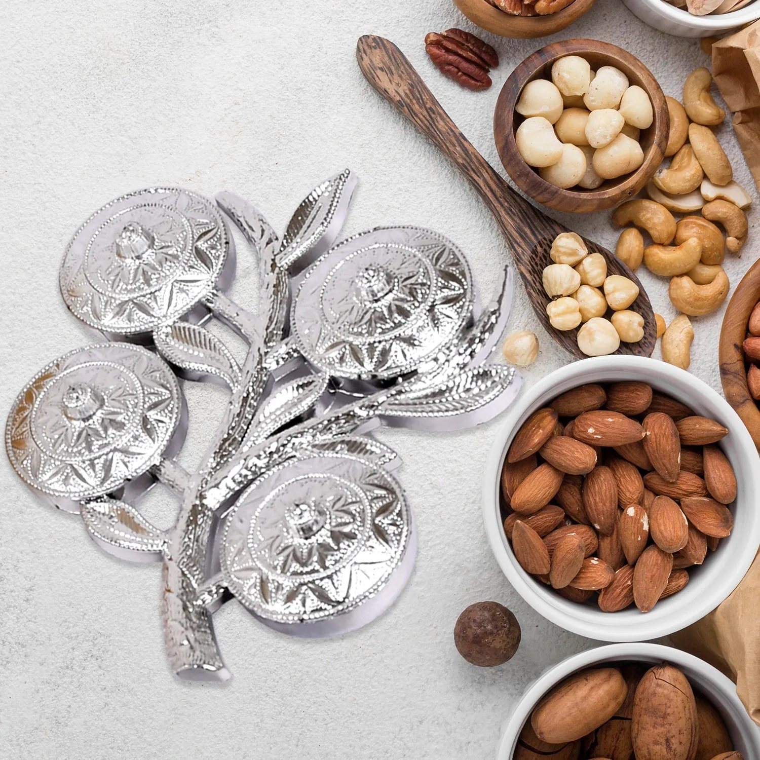 Tree Shape 4 & 6 Compartment Mukhwas Dani Serving Tray For Home & Kitchen Use