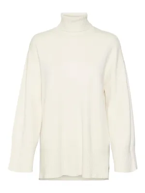 Vmgoldneedle Wide Ls Long Rollneck - Beige